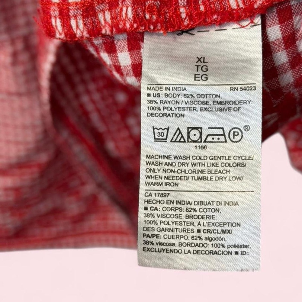 Old Navy Red Gingham Mini Dress with Embroidered Hem - Picture 5 of 8